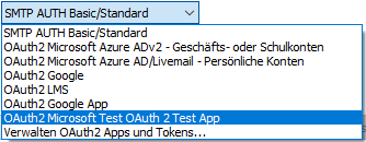 OAuth2 für Microsoft Konto wählen