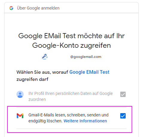 Google App E-Mail-Zugriff erlauben