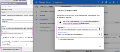 Google OAuth2 App Client-Id und Client-Secret