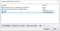OAuth2 Apps und Tokens verwalten