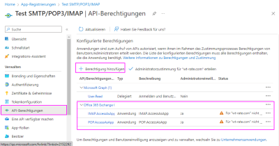 Microsoft OAuth2 App API Berechtigungen