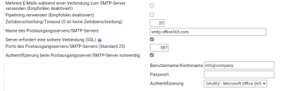 Microsoft OAuth2 App für SMTP Versand