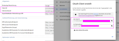 Google OAuth2 App Client-Id und Client-Secret